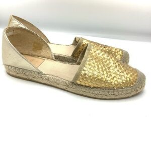Vidorreta Iridescent Gold and Tan Espadrille Flats